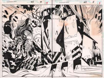 Greg Adams, Joe Bennett - Ravage 2099 #25 Pgs. 4 & 5 - Ravage Action Dps - 1994