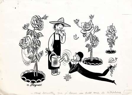 RAYMOND PEYNET - Original illustration cm. 38x28. Ink. Signed. A little fold. Code 894.