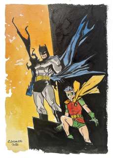 Caracuzzo, Giancarlo - 1 Watercolour - Batman & Robin - Batman & Robin, Watercolor - 2024 | Catawiki