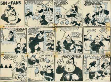 Lensen, Wim (Marten Toonder Studio’s) - 1 Original page - Sim en Pans - Oom Lodewijk komt op bezoek - 1949 | Catawiki