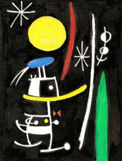 Tony Fernandez - Mickey Mouse Inspired By Joan Miro’s "Personnage et Oiseau dans la Nuit" - Original Painting - Hand | Catawiki