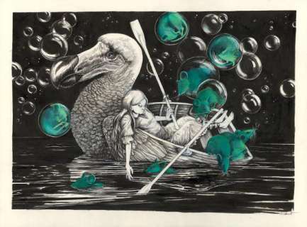 Daria Schmitt - Alice au dodo, Illustration originale réalisée pour le projet Wonderland, variation sur Alice