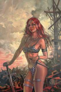 Mauro De Luca - 1 Original colour drawing - Red Sonja - Painting on canvas | Catawiki