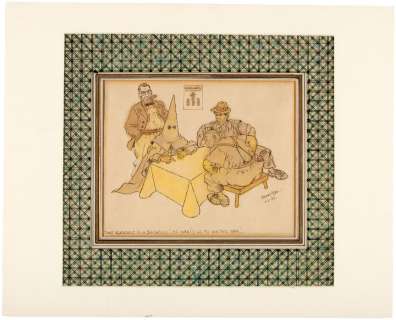 ARTHUR SZYK KKK AND RIGHT WINGERS PLOTTING AGAINST ROOSEVELT ORIGINAL PEN & INK WATERCOLOR. | Hake’s