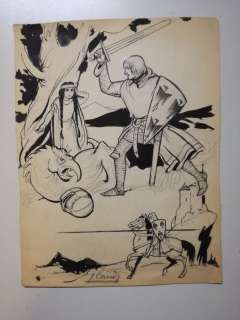 Jacques Laudy - 1 Original page - Ridder in gevecht met draak (El Peneca?) - 1950 | Catawiki