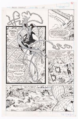 Lot 161 - TODD McFARLANE AMAZING SPIDER-MAN #302 COMIC BOOK PAGE ORIGINAL ART. | Hake’s