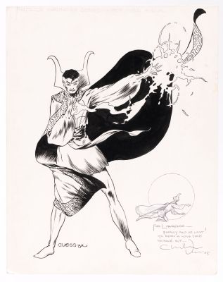 Lot 198 - CHARLES VESS DR. STRANGE PIN-UP FANTACO’S CHRONICLES SERIES ANNUAL #1 ORIGINAL ART COMIC BOOK PAGE. | Hake’s