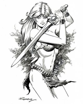 Romero, Enric Badia Original Ink - Axa: Sword Defense – Hand Signed | Catawiki