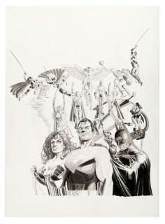 JUSTICE LEAGUE OF AMERICA KEN BRANCH ORIGINAL "COMICS BUYER‘S GUIDE" COVER ART.