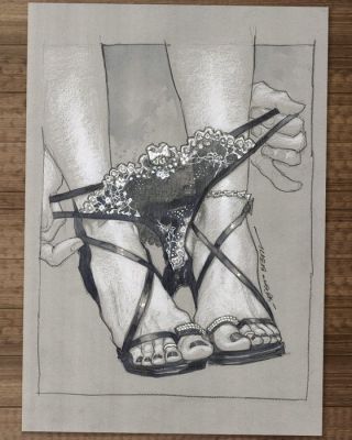 Bleda, Sergio - 1 Aquarelle originale - Erotic Feet and Pants – Hand Signed | Catawiki