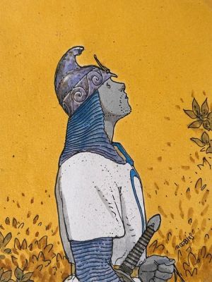 Moebius, Jean Giraud - 1 Published artwork - Moebius Trading Cards - Signed hand coloured of Tornoc (mise en couleur) - 1993 | Catawiki