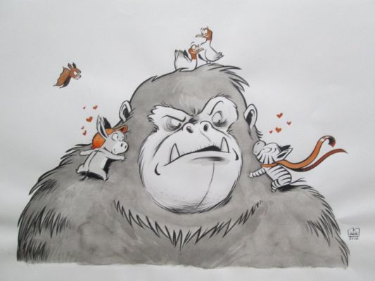 Julie M. (Maubras) - 1 Original colour drawing - Monakini Island - King-Kong - 2016 | Catawiki