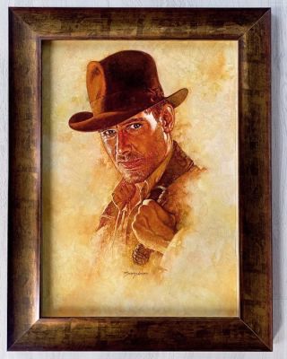 Sanjulian, Manuel - Grand tableau à huile encadré - Indiana Jones Portrait – Hand Signed – Original Oil Painting | Catawiki