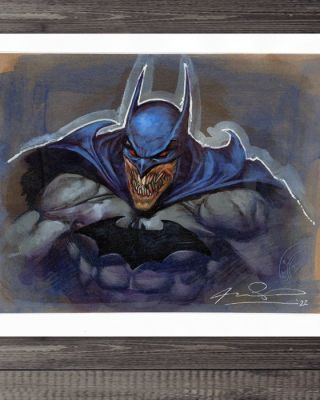 Ariel Olivetti - Œuvre d’art - Devil Batman – Hand Signed Original Mixed Media Artwork | Catawiki