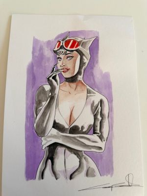 Giuseppe Candita - 1 Original colour drawing - Catwoman - “Voulez vous un baiser?” - 2019 | Catawiki