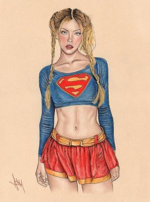 Daniel Cayuela - 1 Original drawing - Supergirl - Pigtailed Supergirl - 2026 | Catawiki