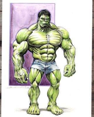 Nacho G. Benavente Œuvre originale - The Hulk Reimagined – Hand Signed Original Watercolor Art | Catawiki