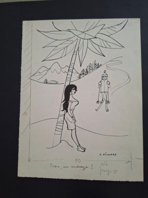 Pichard, George - 1 Original drawing - Magazine " le Rire " - Tiens, un mirage ! | Catawiki