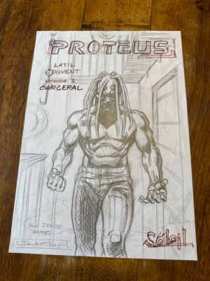 Jouvent, David - 1 Original preliminary drawing - Proteus - Projet de couverture - 2001