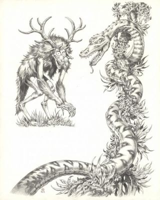 Stan Manoukian | Illustration originale - Les Monstres - L’Encyclopédie du Merveilleux | Daniel Maghen