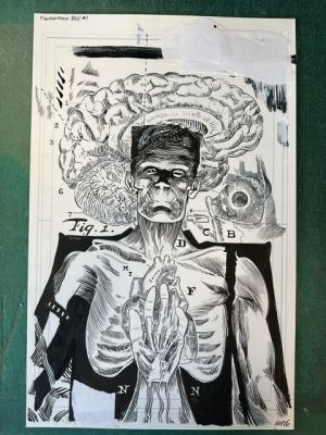 FRANKENSTEIN BLACK & WHITE SPECIAL #1 MICHAEL WALSH ORIGINAL COVER ART | Scott’s Collectables