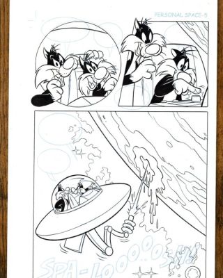Blasi Page originale des Looney Tunes publiés - Personal Space Page 5 – Hand Signed Original Ink Artwork | Catawiki