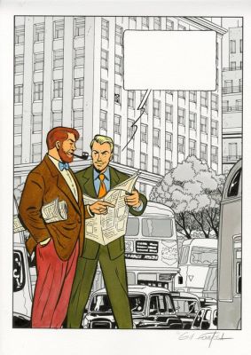 Formosa, Gil - 1 Original colour drawing - Blake & Mortimer - Dessin publicitaire - City | Catawiki