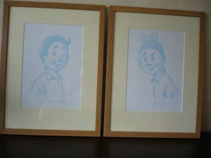 Goossens, Eugeen | 2x Originele tekening  - Portretten Suske en Wiske | Catawiki