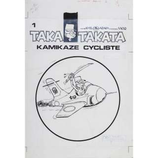 Jo-El Azara (Joseph Franz Hedwig Loeckx Dit) (Né En 1937) | Taka Takata, Kamikaze Cycliste - Tome 1 Encre de Chine sur papier pou... | Tajan