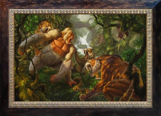 Raoul Vitale PRIMAL SCREAM Original Oil Painting White Gorilla Sabretooth Tigers | eBay US