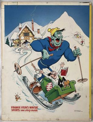 Lot 370 - Original full colour comic book art for the back cover of WHOOPEE! BOOK OF FRANKIE STEIN (1976), | Excalibur Auctions