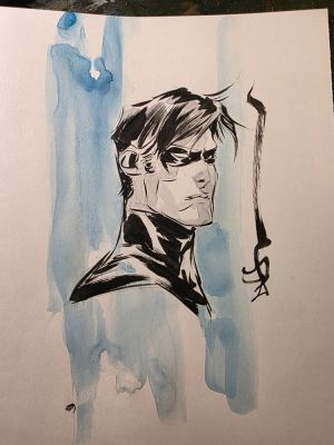Dustin Nguyen | Nightwing drawing 8.5x 11 | Dustin Nguyen