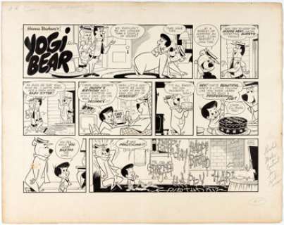 Harvey Eisenberg Yogi Bear Sunday Comic Strip Original Art dated 6-16 (McNaught Syndicate, c... | Heritage