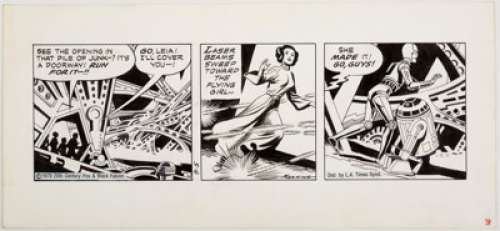 Russ Manning Star Wars Daily Comic Strip Original Art dated 9-5-79 (L. A. Times Syndicate, 1979). Leia safely - | Heritage
