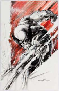 Yildiray Cinar - Wolverine Illustration Original Art (2000). A near-feral Wolverine is slashing his way right -