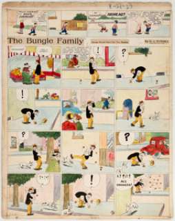 Harry Tuthill The Bungle Family Hand-Colored Sunday Comic Strip Original Art dated 8-21-27 (H. J. Tuthill, 1927).... | Heritage