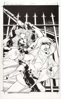 Matt Haley and Tom Simmons Ghost #4 Cover Original Art (Dark Horse, 1995). Barb Wire guest stars on this cover from - | Heritage