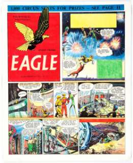 Frank Hampson, Harold Johns, and Greta Tomlinson Eagle Magazine V3#37 Cover/Page 1 "Dan Dare" Original Art dated 1... | Heritage