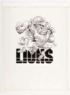 Jack Davis Detroit Lions Football Illustration Original Art (Hot Shots, c. 1990s). ... | Heritage
