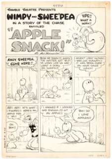  - Bud Sagendorf Popeye #10 Complete 6-Page Story "Apple Snack" Original Art (Dell Comics, 1950).... (Total: 6 Original Art)