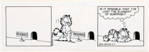 Jim Davis Garfield Daily Comic Strip Original Art dated 2-7-2001 (Paws/Universal Press Syndicate, 2001).... | Heritage