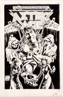 Dan Day and Tom Yeates Aztec Ace #7 Cover Original Art (Eclipse, 1984).... | Heritage