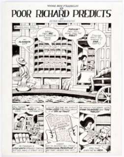 Peter Bagge Founding Fathers Funnies Complete 7-Page Story "Poor Richard Predicts" Original Art (Dark - | Heritage