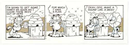 Jim Davis Garfield Daily Comic Strip Original Art dated 5-11-90 (United Feature Syndicate, 1990). Garfield is - | Heritage