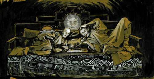 Xavier Besse - Illustration originale pour la page de garde de Laowaï Tome 1, La Guerre de l‘Opium,