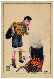 Hergé | Illustration à la gouache intitulée "Brûlé !"… | AZ auction