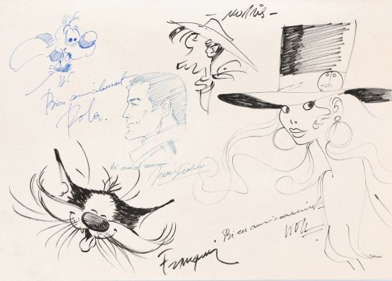 Collectif | Ensemble de 5 illustrations au feutre réalisées… | AZ auction