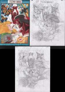 Trevor Von Eeden | Sabre Cover Pencil Prelims & Color Guide 3Pc | Anthony’s Comic Book Art
