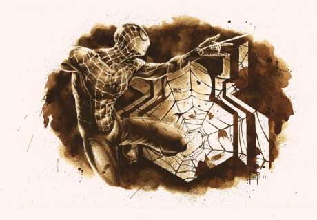 Juan Antonio Abad (Juapi), | Original Coffee Drawing  - Spider-man | Catawiki