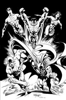 Gary Martin, Mike Deodato - jla cover quality pinup